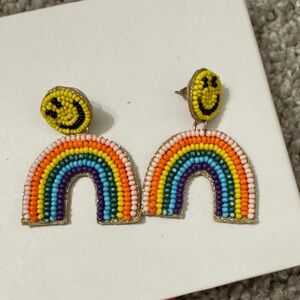 Colorful Beaded Rainbow and Smiley Earrings